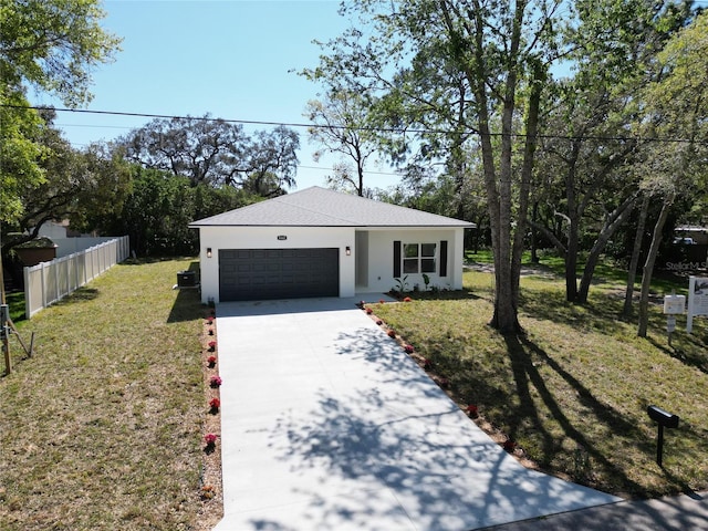 9445 Eldridge Rd, Spring Hill, FL 34608 - view of front of home with stucco siding, concrete driveway, an attached garage, and a shingled roof