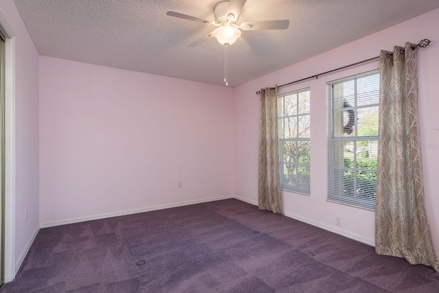 2991 Covewood Pl, Clearwater, FL 33761 - empty room featuring carpet flooring, a textured ceiling, a ceiling fan, and baseboards