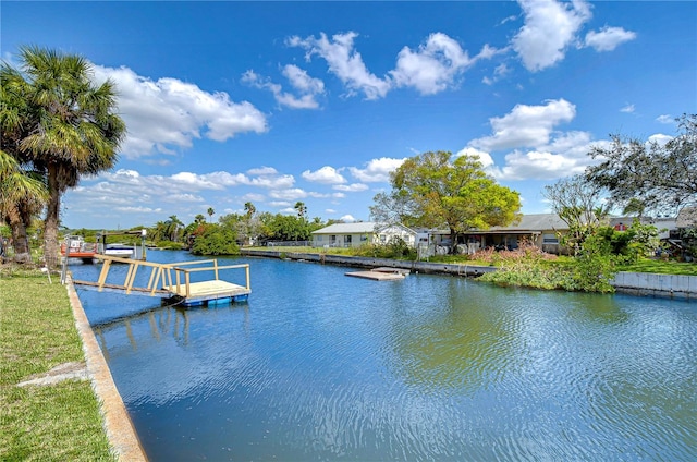 view of dock featuring a water view