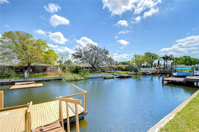 dock area featuring a water view