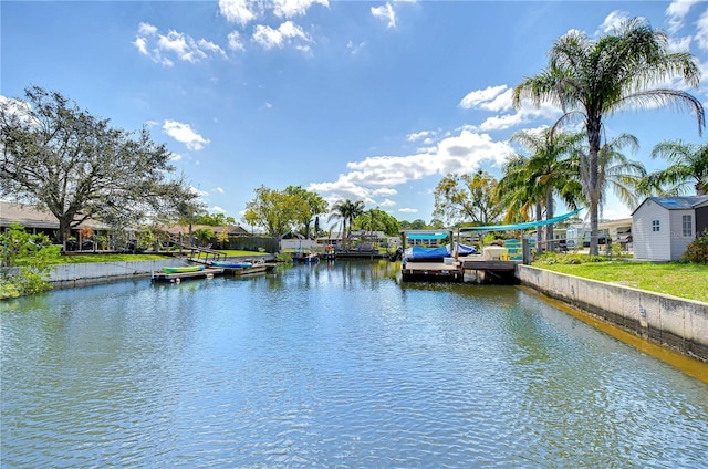 view of water feature featuring a dock