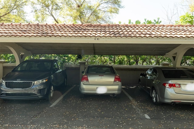 view of covered parking lot