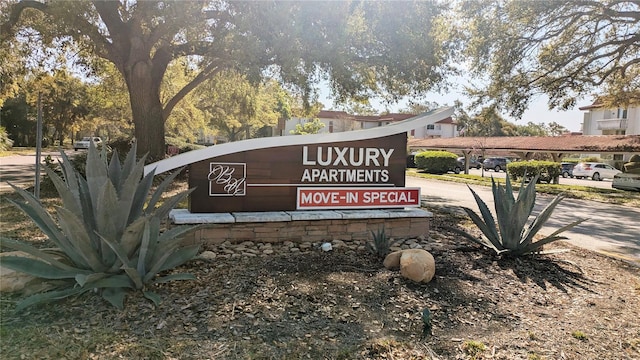 view of community sign