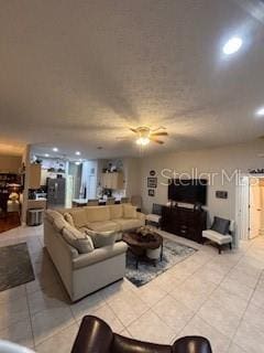 living room with light tile patterned floors