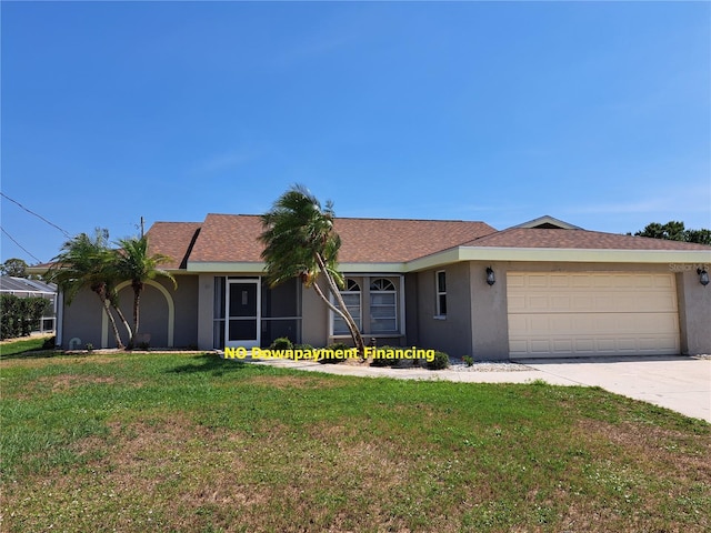 26 Clintwood Ave, Englewood, FL 34223 - single story home with stucco siding, a front lawn, an attached garage, and driveway