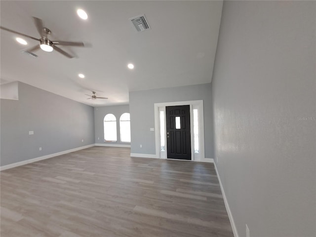 26 Clintwood Ave, Englewood, FL 34223 - foyer entrance with a ceiling fan, wood finished floors, and recessed lighting