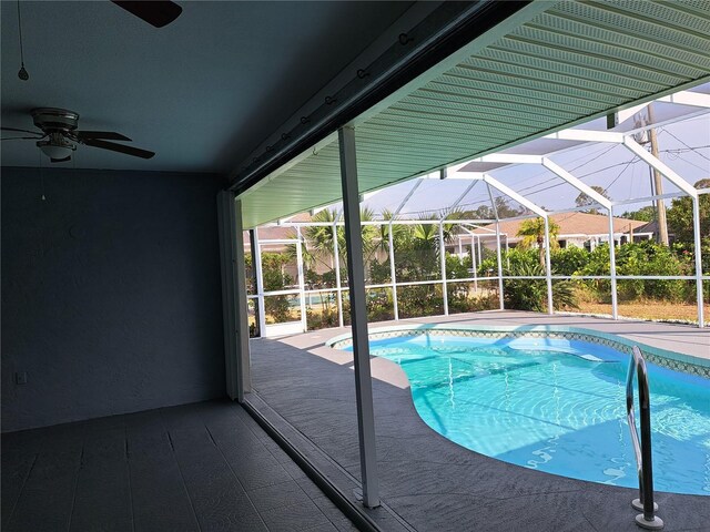 26 Clintwood Ave, Englewood, FL 34223 - outdoor pool with ceiling fan and a lanai
