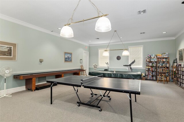 4575 NW 30th Pl, Ocala, FL 34482 - recreation room featuring carpet flooring, ornamental molding, and visible vents