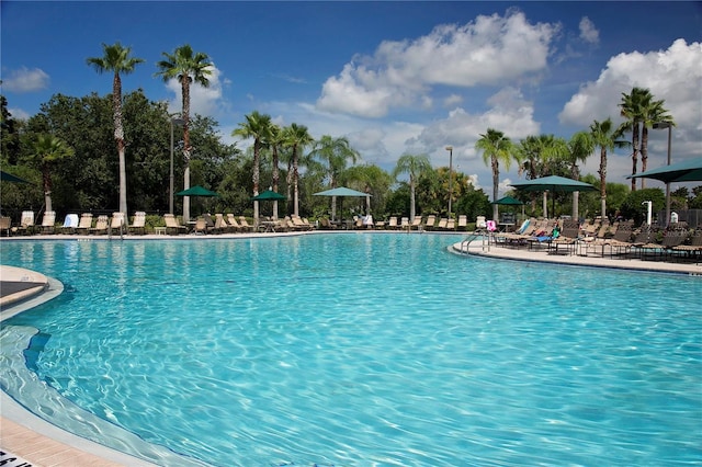 community pool with a patio