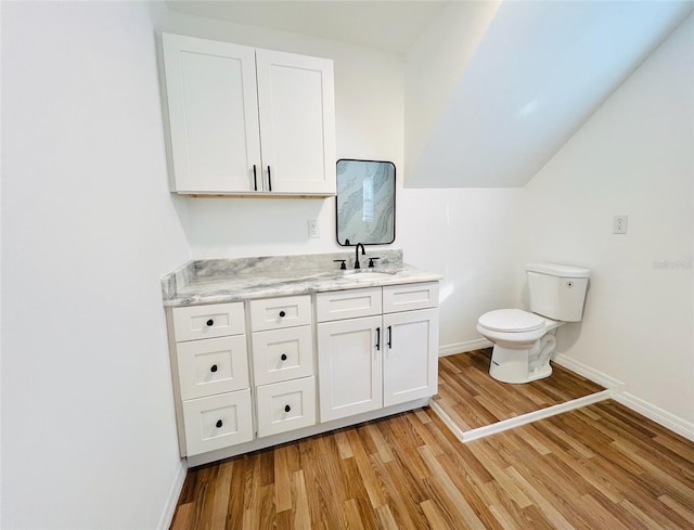819 11th St N, Saint Petersburg, FL 33705 - bathroom featuring baseboards, toilet, wood finished floors, and vanity