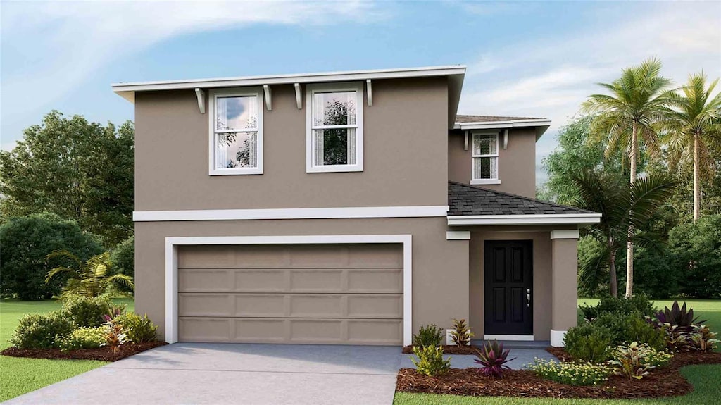 4424 Sand Dollar Way, Zephyrhills, FL 33541 - traditional-style home featuring a garage, driveway, and stucco siding