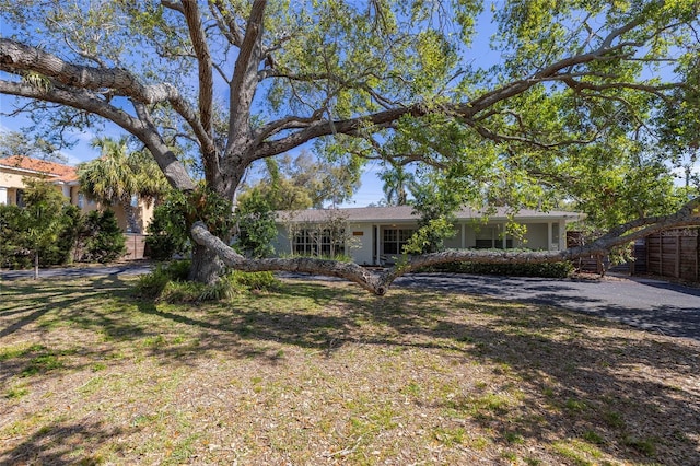 back of property with fence