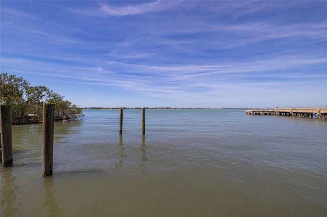 view of dock featuring a water view
