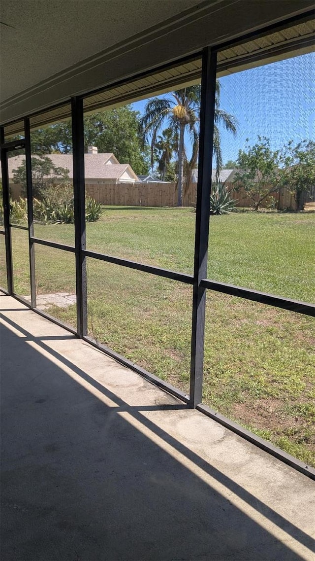 view of unfurnished sunroom