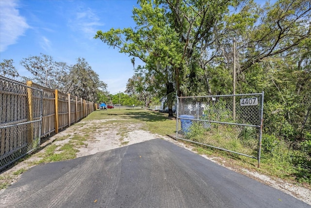 view of road featuring driveway and a gated entry