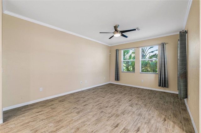 6732 Rocky Park St, Tampa, FL 33625 - unfurnished room featuring light wood-style floors, a ceiling fan, baseboards, and ornamental molding