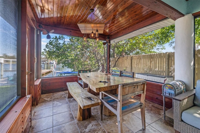 view of patio / terrace with outdoor dining space and fence