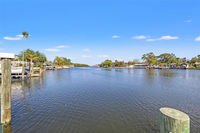 property view of water featuring a dock
