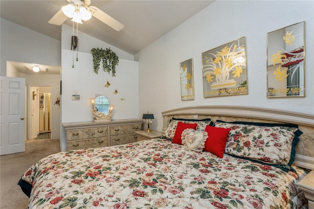 3627 Cypress Meadows Rd, Tampa, FL 33624 - carpeted bedroom with vaulted ceiling and a ceiling fan