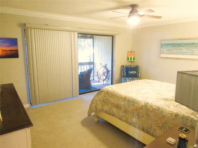 700 Starkey Rd Unit 821, Largo, FL 33771 - bedroom with a ceiling fan, carpet, crown molding, and access to outside