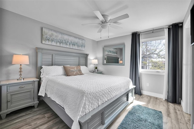 812 Gulf # 3, Indian Rocks Beach, FL 33785 - bedroom with baseboards, ceiling fan, and light wood-type flooring