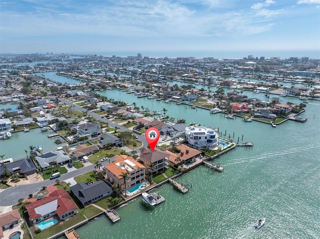 700 126th Ave, Treasure Island, FL 33706 - birds eye view of property featuring a water view
