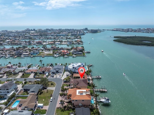 700 126th Ave, Treasure Island, FL 33706 - birds eye view of property featuring a water view