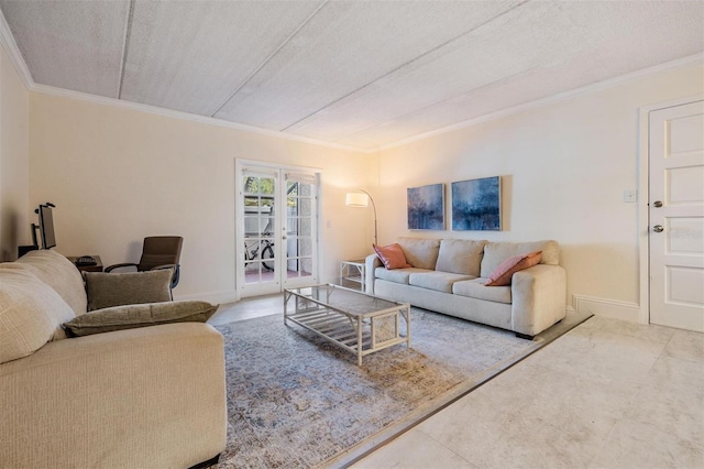 107 S Obrien St Unit 117, Tampa, FL 33609 - living room with french doors, crown molding, and baseboards