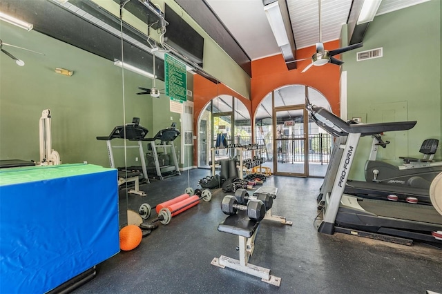 107 S Obrien St Unit 117, Tampa, FL 33609 - exercise room with visible vents and ceiling fan