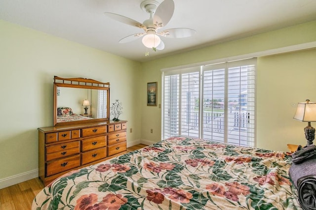 3545 Seaway Dr, New Port Richey, FL 34652 - bedroom with ceiling fan, baseboards, and wood finished floors