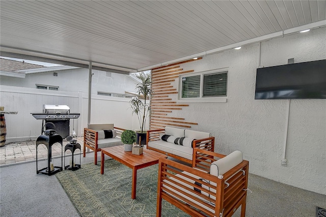 12299 91st Ave N, Seminole, FL 33772 - view of patio / terrace featuring outdoor lounge area and fence