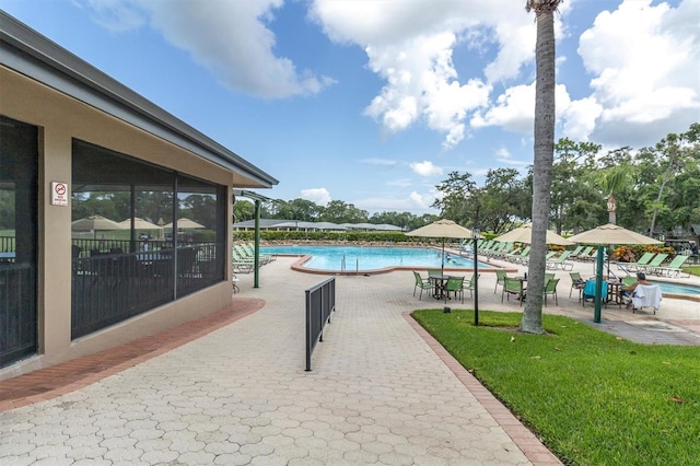 7472 Clearmeadow Dr, Spring Hill, FL 34606 - pool with a yard and a patio
