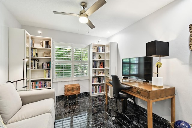 441 Village Dr, Tarpon Springs, FL 34689 - office with marble tiled floors and a ceiling fan