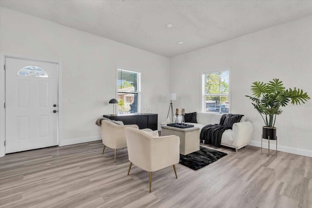 3101 N 15th St, Tampa, FL 33605 - living room with a textured ceiling, light wood-type flooring, and baseboards