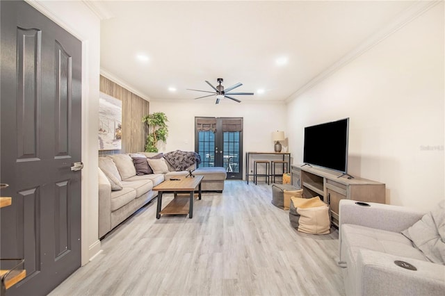 506 S Willow Ave Unit 7, Tampa, FL 33606 - living area with light wood finished floors, recessed lighting, french doors, and crown molding