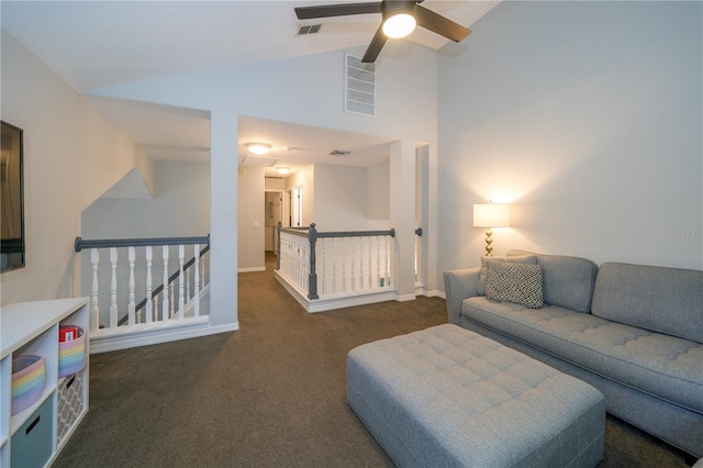 2206 Green Oaks Ln, Tampa, FL 33612 - carpeted living room featuring baseboards, ceiling fan, and visible vents