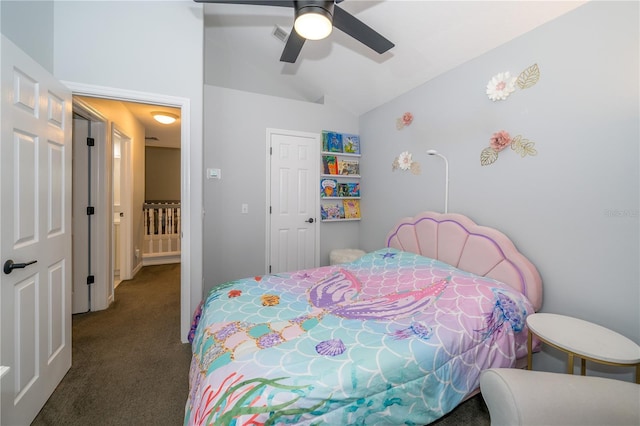 2206 Green Oaks Ln, Tampa, FL 33612 - bedroom featuring lofted ceiling, carpet flooring, visible vents, and a ceiling fan