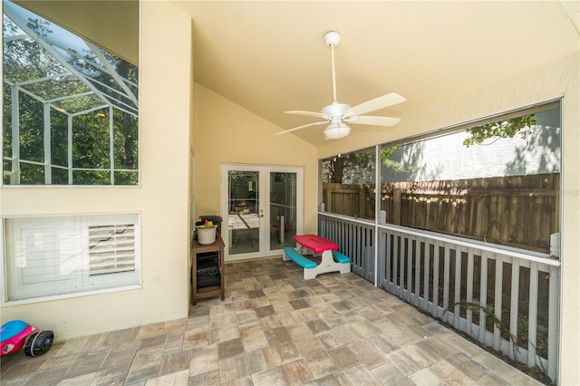 2206 Green Oaks Ln, Tampa, FL 33612 - sunroom featuring ceiling fan and french doors