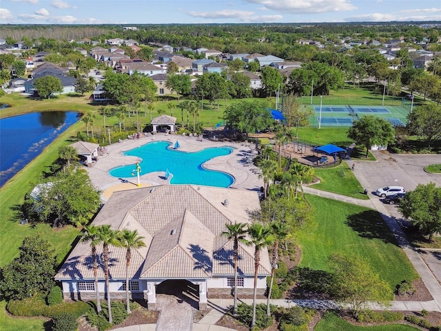 12304 Silton Peace Dr, Riverview, FL 33579 - birds eye view of property featuring a residential view and a water view