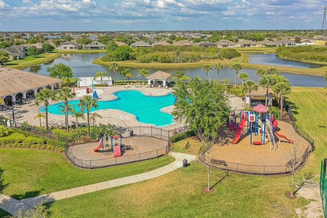 12304 Silton Peace Dr, Riverview, FL 33579 - bird's eye view with a residential view and a water view