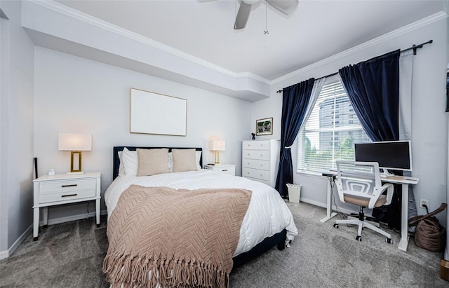 700 S Harbour Island Blvd Unit 404, Tampa, FL 33602 - carpeted bedroom with ceiling fan, baseboards, and ornamental molding