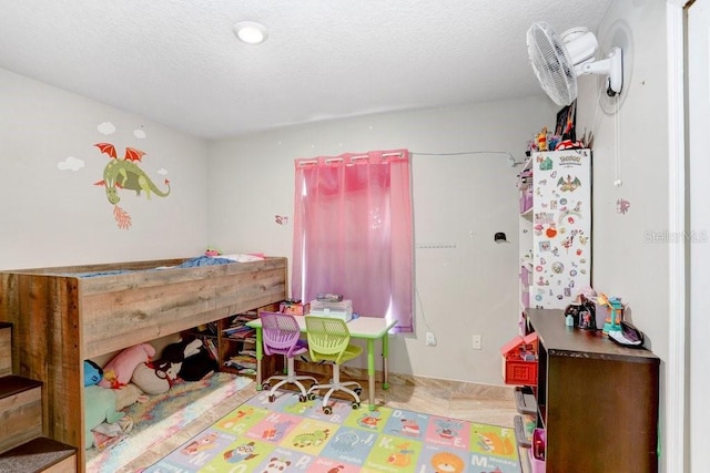 bedroom with a textured ceiling