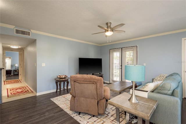 720 Lyndhurst St Unit 1121, Dunedin, FL 34698 - living room with wood finished floors, a ceiling fan, crown molding, and baseboards