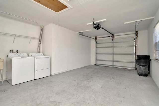 7323 Andre Dr, Zephyrhills, FL 33541 - garage with a garage door opener and washer and clothes dryer