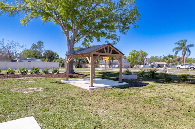 view of yard featuring a gazebo and fence