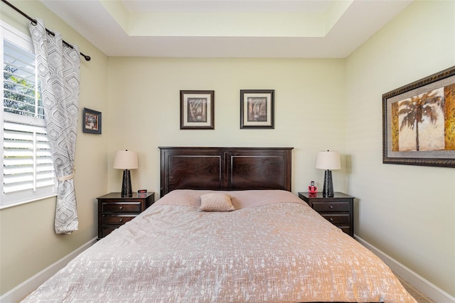 689 Chipper Dr, Sun City Center, FL 33573 - bedroom featuring a raised ceiling and baseboards
