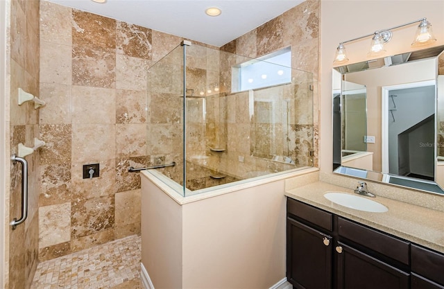 15925 Pond Rush Ct, Land O Lakes, FL 34638 - full bath with walk in shower, vanity, and recessed lighting