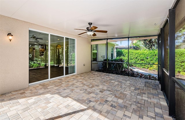 15925 Pond Rush Ct, Land O Lakes, FL 34638 - unfurnished sunroom with ceiling fan