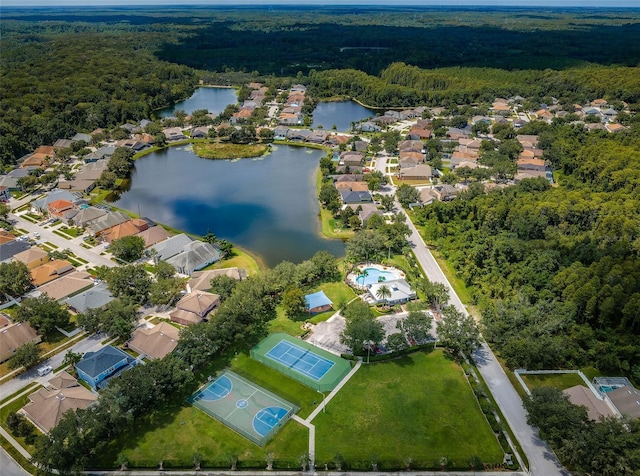 15925 Pond Rush Ct, Land O Lakes, FL 34638 - aerial overview of property's location with a heavily wooded area and nearby suburban area