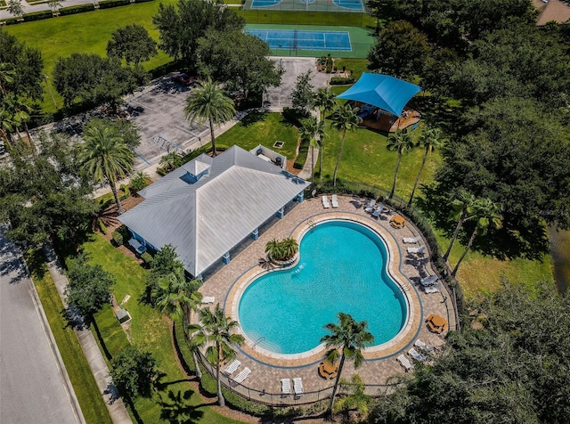 15925 Pond Rush Ct, Land O Lakes, FL 34638 - aerial view of a pool